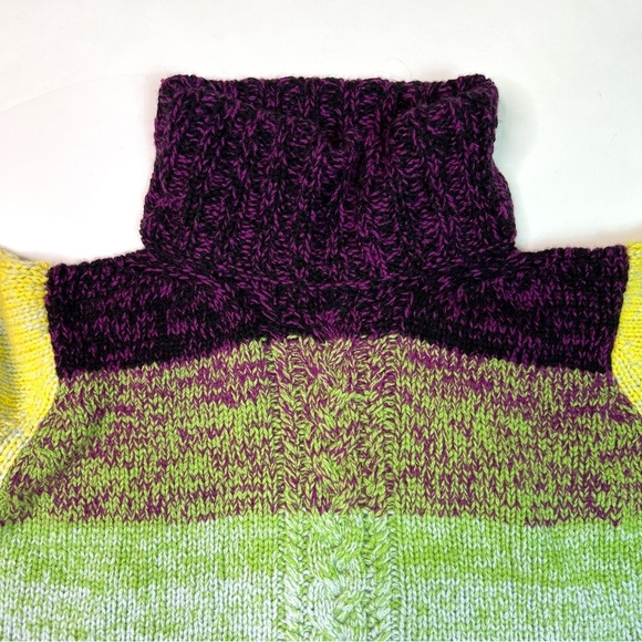RARE 100% Cashmere Spencer Vladimir Multi-Color Hand-knit Turtleneck Sweater M/L - Picture 13 of 16